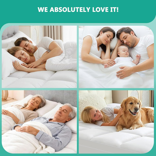 Mattress Topper Extra Thick Pillow Top with Spiral Fiber Filling