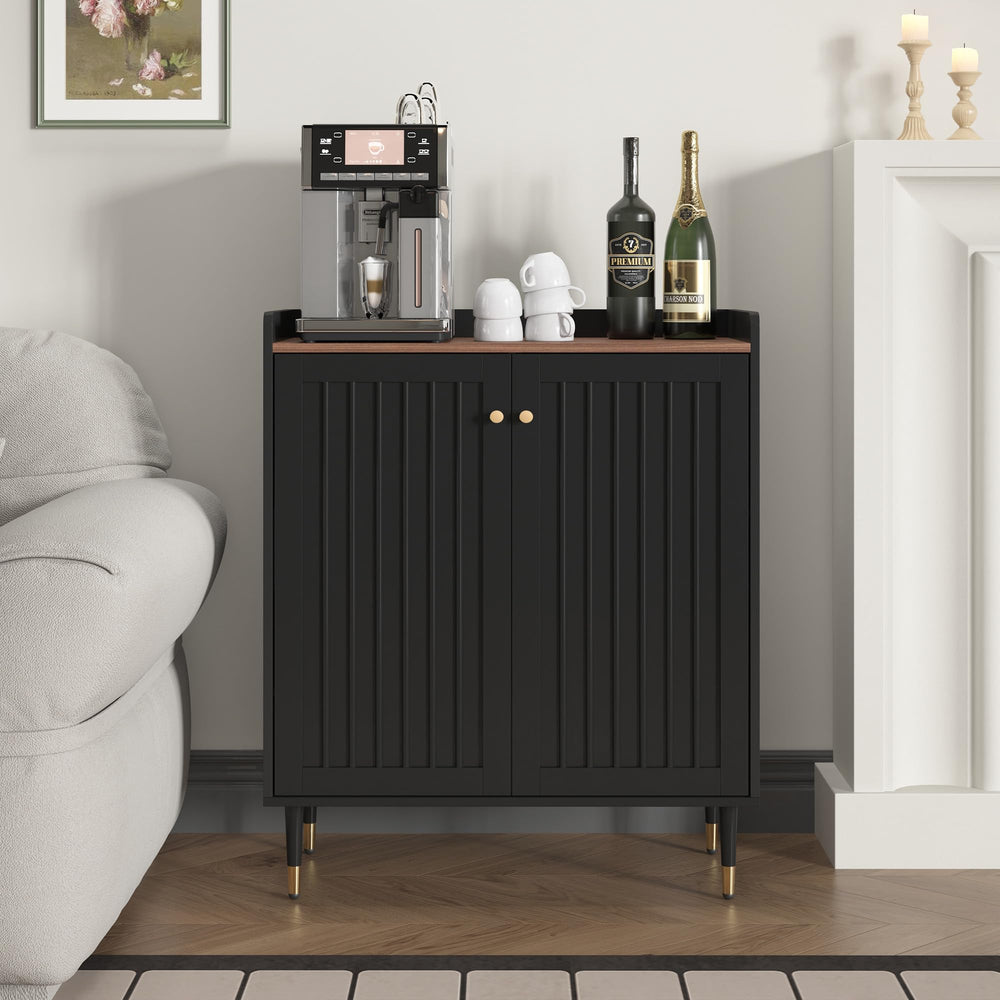 Bar Cabinet with Wine Rack & Adjustable Shelves