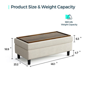 46-Inch Linen Storage Ottoman Bench with Folding Lid