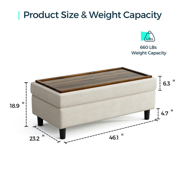 46-Inch Linen Storage Ottoman Bench with Folding Lid
