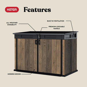 Outdoor Horizontal Storage Shed with Lockable Double Doors, Ventilation & 533-Gallon Capacity