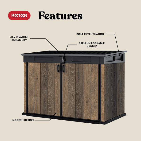 Outdoor Horizontal Storage Shed with Lockable Double Doors, Ventilation & 533-Gallon Capacity