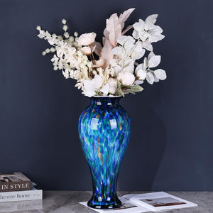 20-Inch Hand-Blown Glass Vase | Wide Mouth Floor Vase