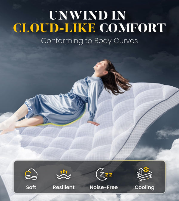 3-Inch King Memory Foam Mattress Topper with Pillow Top & Deep Pocket