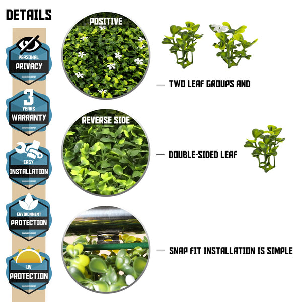 Freestanding Artificial Hedge Privacy Screen with Wheels