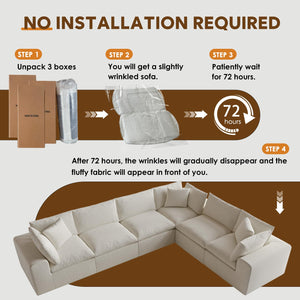Modular Sectional Sofa Bed with Deep Seats – Chenille Cloud Couch