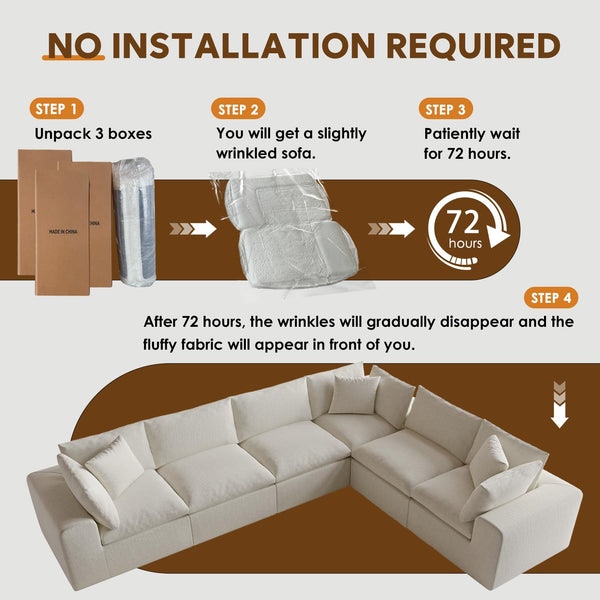 Modular Sectional Sofa Bed with Deep Seats – Chenille Cloud Couch