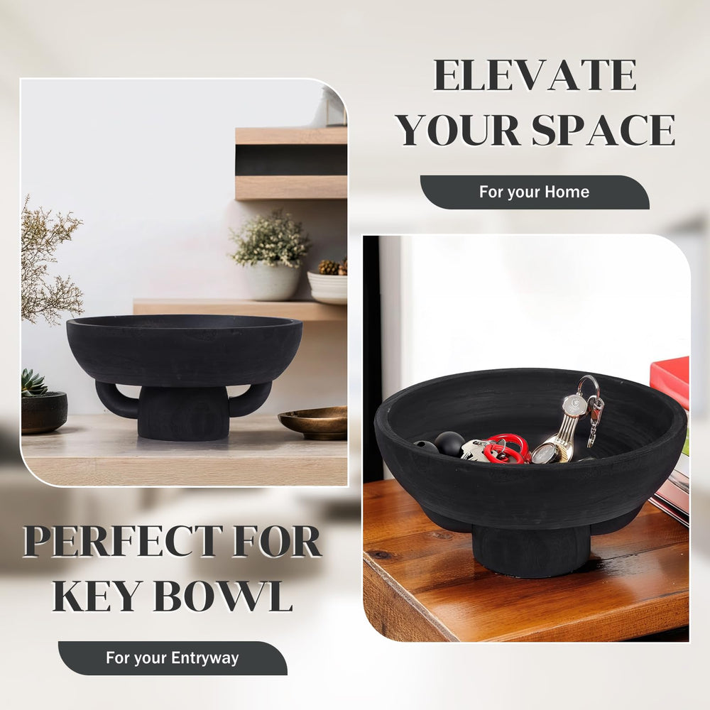 Extra Large Black Decorative Wooden Bowl