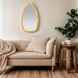 Handmade Rattan Boho Wall Mirror 31.5" x 18"