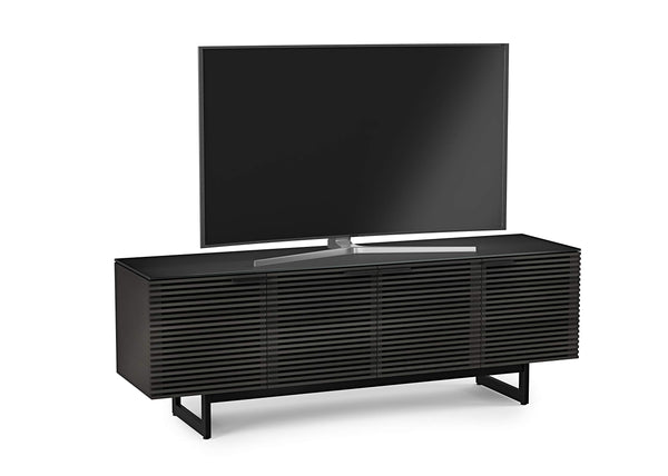 79.25" TV Stand with Louvered Doors, Soundbar Shelf & Cable Management