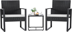 3-Piece Outdoor Wicker Patio Furniture Set with Coffee Table