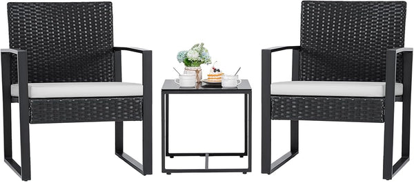 3-Piece Outdoor Wicker Patio Furniture Set with Coffee Table
