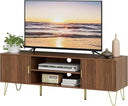 TV Stand for 55-65 Inch TV with Storage Cabinets and Gold Accents
