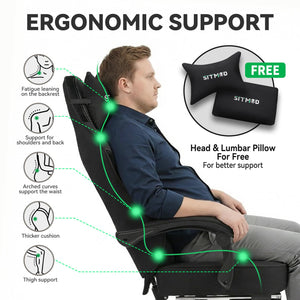 Ergonomic Gaming Chair with Pocket Spring Cushion, 350 lb Capacity, 150° Recline, Lumbar Support