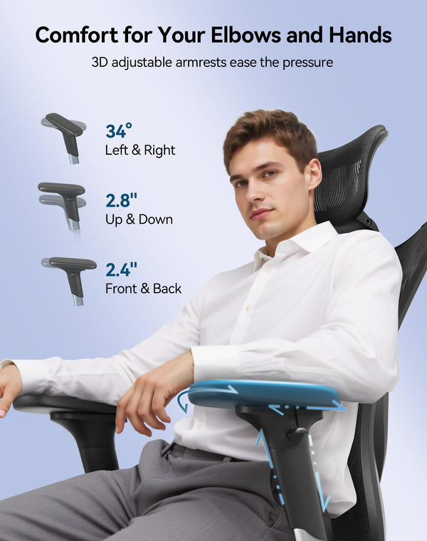 Ergonomic Mesh Office Chair High Back with Lumbar Support & Adjustable Headrest