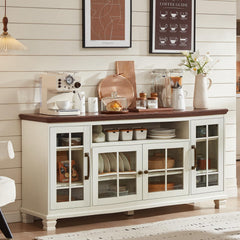 Farmhouse Sideboard Buffet Cabinet with Glass Doors