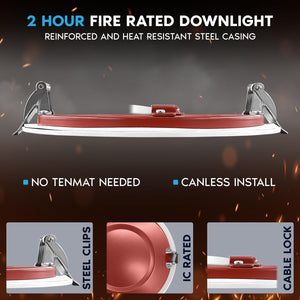 6 Inch Fire Rated LED Recessed Lights 12-Pack, 5CCT Selectable, Dimmable, IC Rated, Wet Rated
