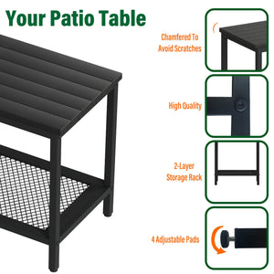 2-Tier Outdoor Side Table with Storage