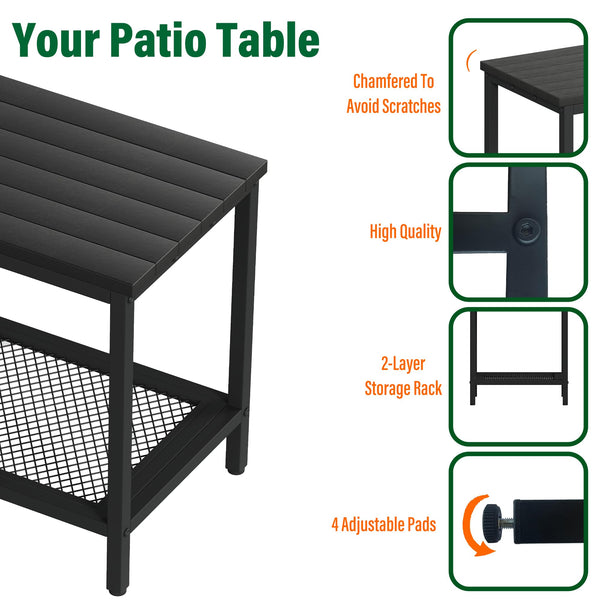 2-Tier Outdoor Side Table with Storage
