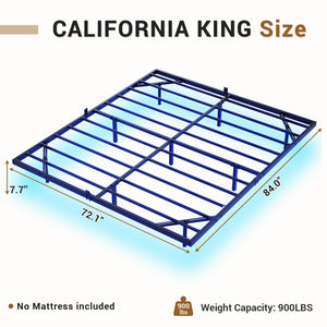 Floating Bed Frame with LED Lights – Metal Platform Bed