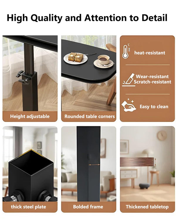 C-Shaped Adjustable Height End Table with 360° Swivel – Orange