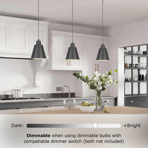 Industrial Pendant Lights 3-Pack – Adjustable Metal Ceiling Fixtures