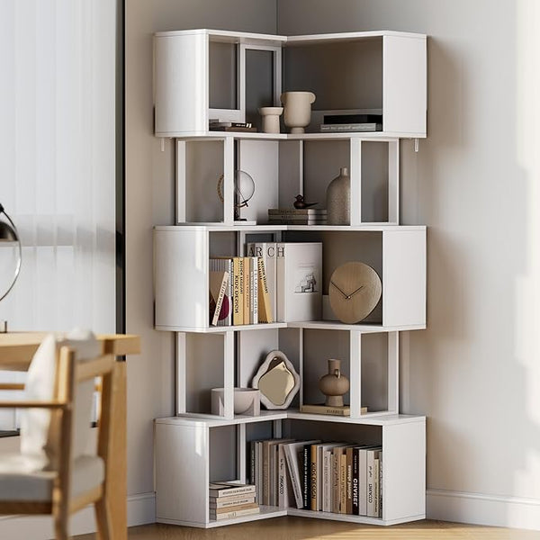 6-Tier L-Shaped Corner Bookshelf