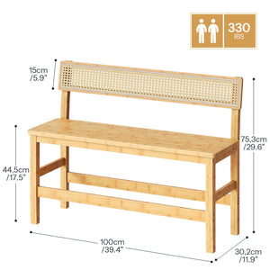 Bamboo Dining Bench with Back