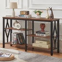 Industrial Console Table with Open Shelves – 47 Inch, Brown