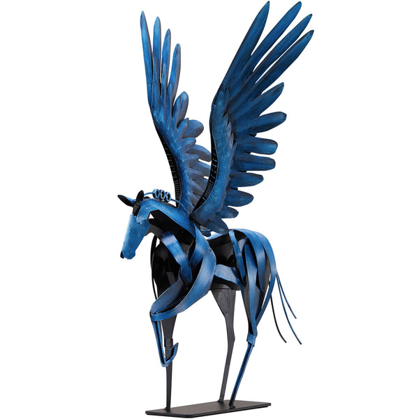 Handmade Metal Flying Horse Sculpture – Hand-Painted Pegasus Figurine