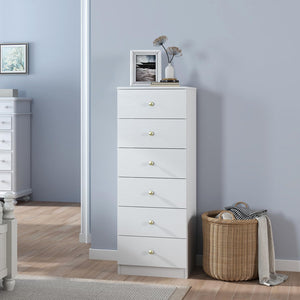 6-Drawer Vertical Dresser with Gold Handles