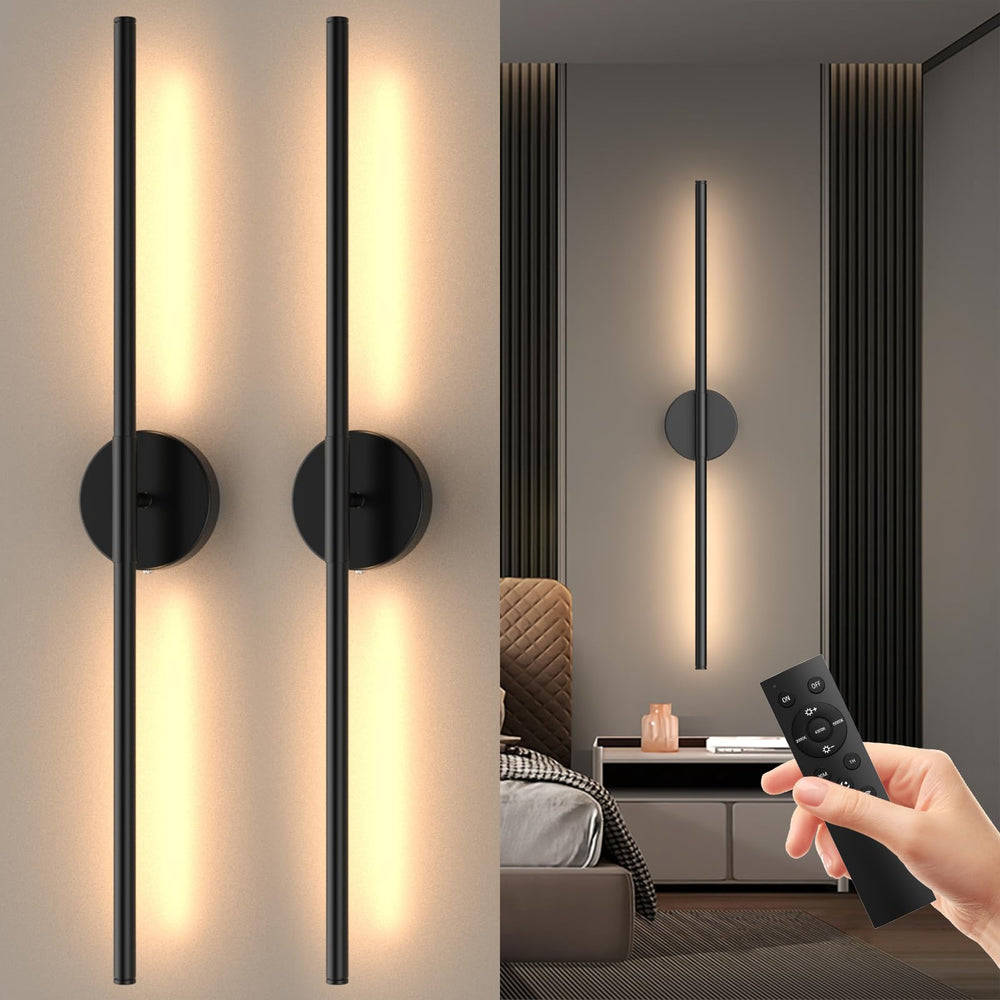 Battery Operated Wall Sconces Set of 2 – Dimmable LED Wall Lights with Remote