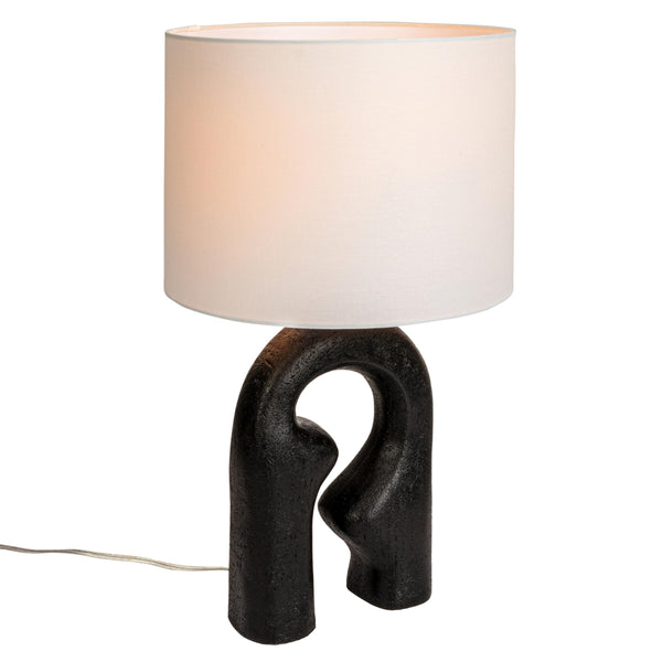 Abstract Sculptural Resin Table Lamp with White Drum Shade