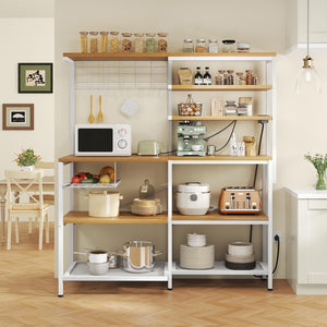 L-Shaped Baker's Rack with Power Outlet, 6-Tier