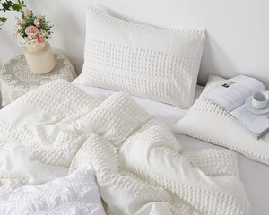 Boho Tufted Comforter Set with Pom-Pom Trim | Queen & King