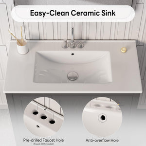 36-Inch Black Bathroom Vanity with Sink and Storage