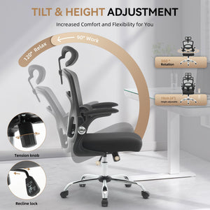 High Back Ergonomic Mesh Office Chair with Lumbar Support & 360° Swivel