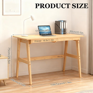 Bamboo Computer Desk with 2 Drawers