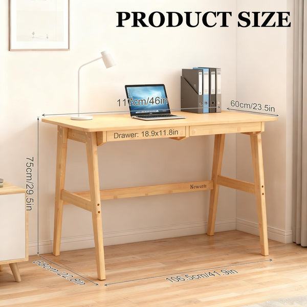 Bamboo Computer Desk with 2 Drawers
