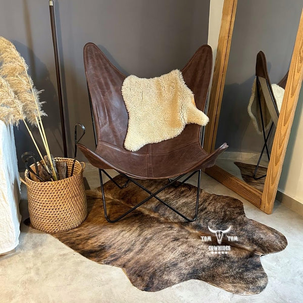 Small Dark Brindle Genuine Cowhide Rug 4ft x 3.5ft