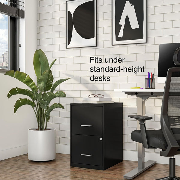 2-Drawer Vertical File Cabinet Letter Size Lockable Black