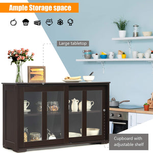 Coffee Sideboard with Sliding Glass Doors