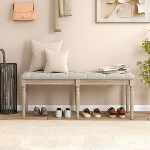 47.5" Tufted Upholstered Bench with Rubber Wood Frame