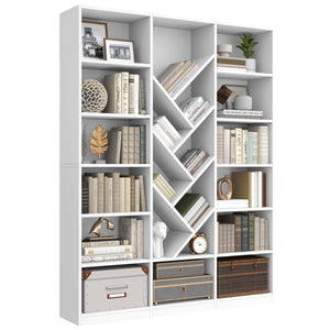 6-Tier Tree Bookshelf with 13 Open Compartments