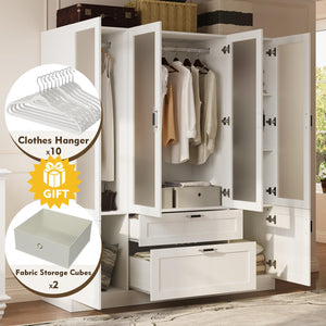 6-Door Wardrobe Armoire with Frosted Glass