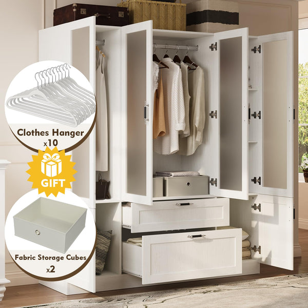 6-Door Wardrobe Armoire with Frosted Glass