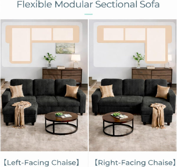 L-Shaped Sleeper Sectional Sofa with Storage Chaise