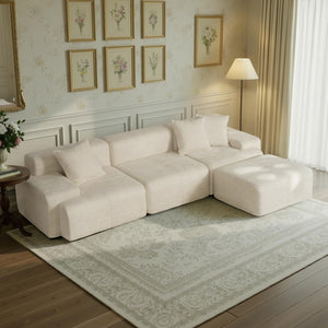 Modular Sectional Sofa with Ottoman – Chenille Cloud Couch
