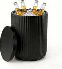 Outdoor Cooler Side Table with Lid — Double-Walled Ice Bucket, All-Weather Patio