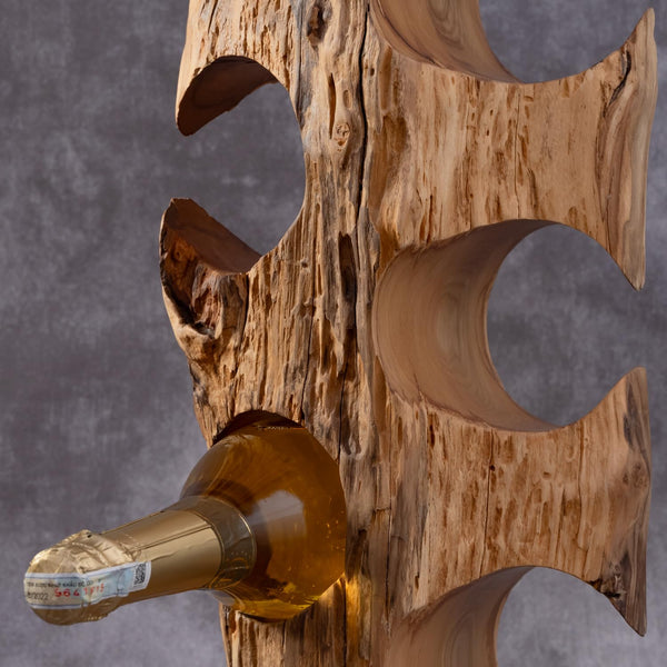 Rustic Solid Wood Countertop Wine Rack – Holds 5 Bottles
